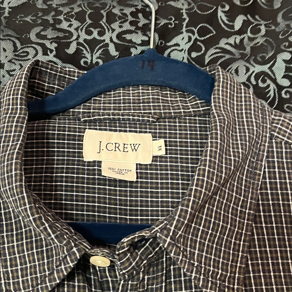 J. Crew Men's Black and White Checkered Button Down Shirt, short sleeve, sz XL - Picture 5 of 8